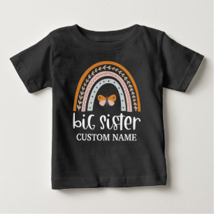Boho Rainbow & Butterfly Personalised Big Sister Baby T-Shirt