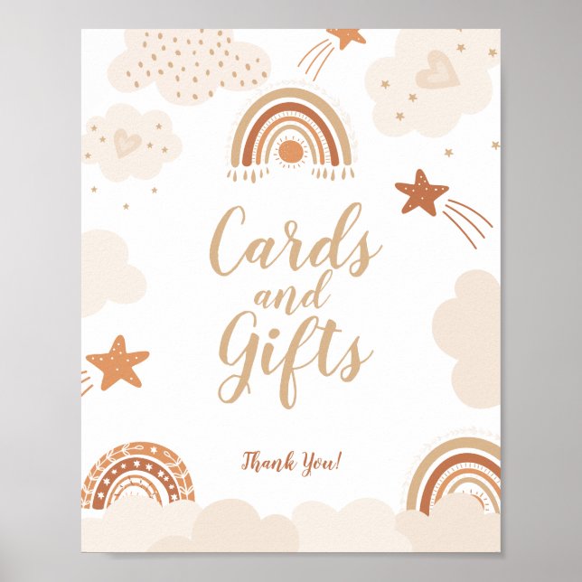 Boho Rainbow Cards and Gifts Sign  (Front)