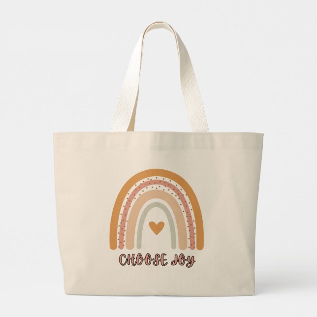 Boho Rainbow “Choose Joy” Jumbo Tote Bag – Minimal (Back)