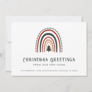 Boho Rainbow Christmas Greetings from New Home Announcement