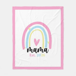 Boho Rainbow Custom Mama Est. Year Keepsake Fleece Blanket