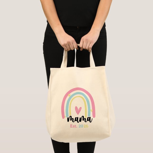 Boho Rainbow Custom Mama Est. Year Keepsake Tote Bag (Front (Product))