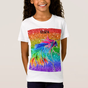 Boho Rainbow Cute Girls Glitter Unicorn Kids T-Shirt