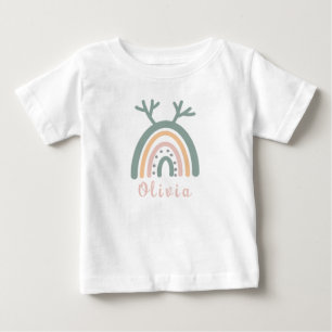 Boho Rainbow Cute With Personalised Name Baby T-Shirt
