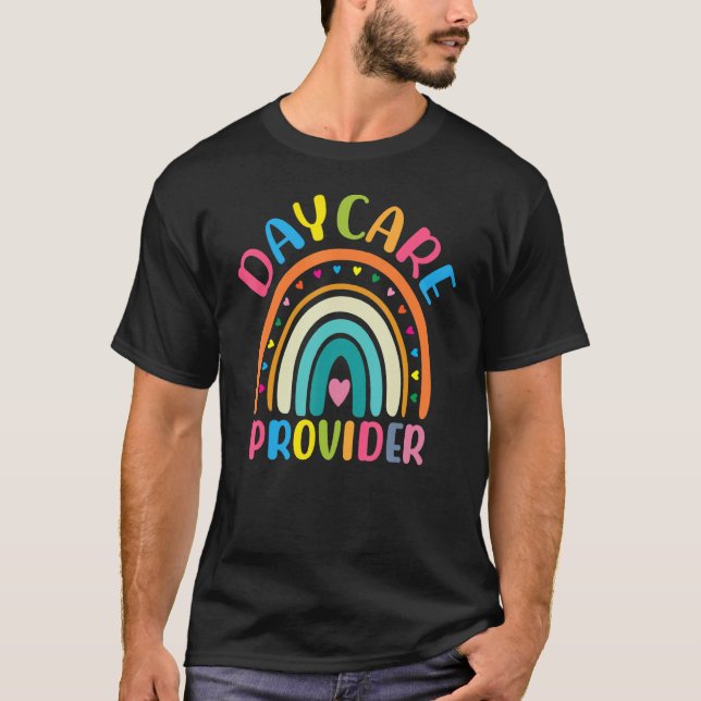 Boho Rainbow Daycare Provider Teacher Appreciation T-Shirt (Front)
