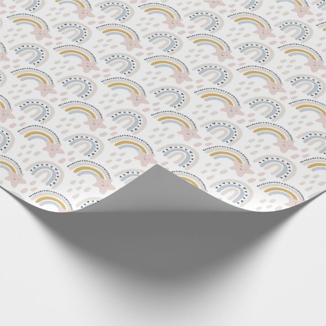 Boho Rainbow Design Neutral Colours Wrapping Paper (Corner)