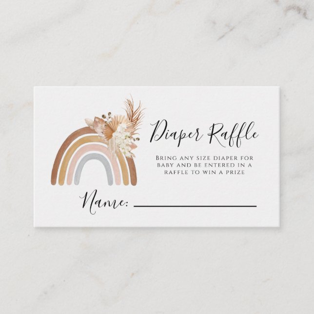 Boho Rainbow Diaper Raffle Card (Front)