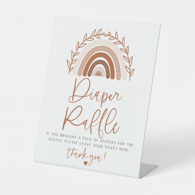 Boho Rainbow Diaper Raffle Sign for Baby Shower (Front)