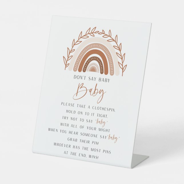 Boho Rainbow Don't Say Baby  Baby Shower Sign (Front)