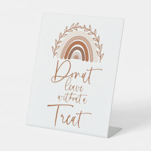 Boho Rainbow Doughnut Bar Sign, Earthy Tones Pedestal Sign