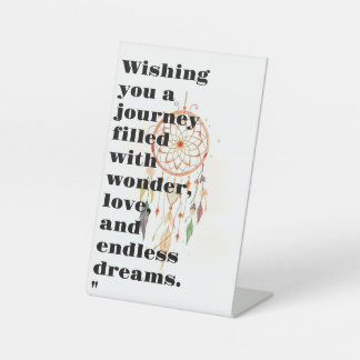 Boho Rainbow Dreamcatcher | Whimsical Watercolor G Pedestal Sign