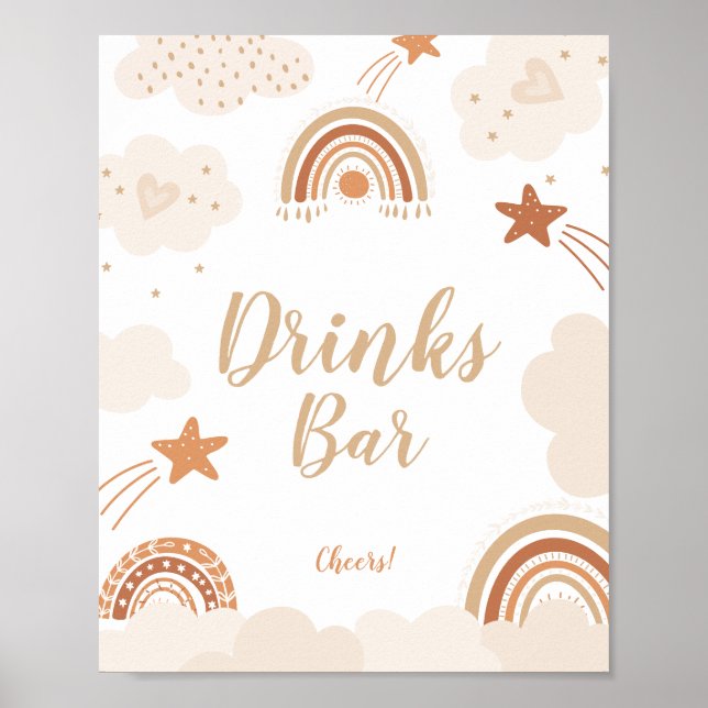  Boho Rainbow Drinks Bar Sign  (Front)