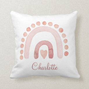 Boho Rainbow Dusty Pink Nursery Throw Pillow