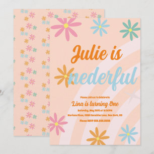 Boho Rainbow Earthy First Birthday Onederful Party Invitation