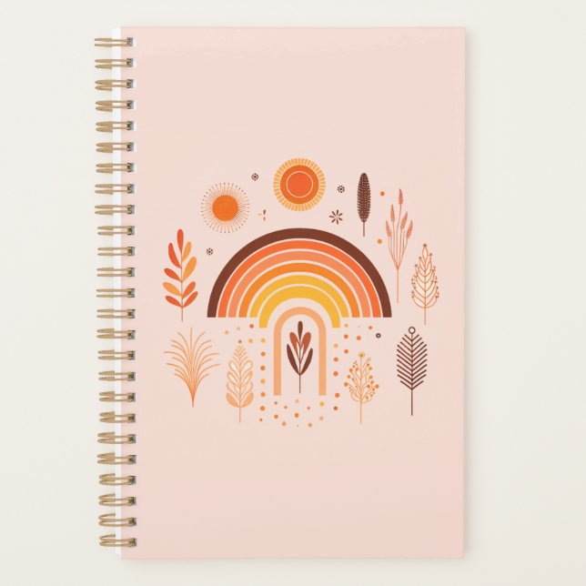Boho Rainbow Earthy Plants Weekly Planner (Front)