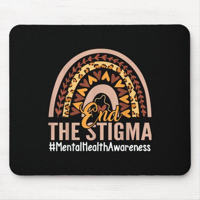 Boho Rainbow End The Stigma Mental Health Awarenes Mouse Mat (Front)
