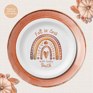 Boho Rainbow Fall in Love Baby Shower Paper Plates