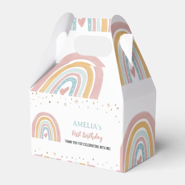 Boho Rainbow Favour Box Birthday Party (Front Side)