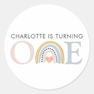 Boho Rainbow First Birthday Classic Round Sticker