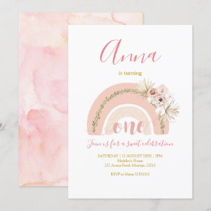 Boho Rainbow First Birthday Invitation