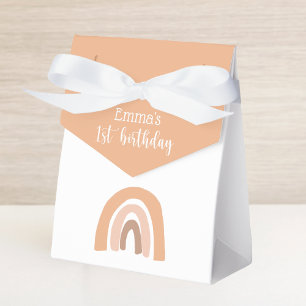 Boho Rainbow First Birthday Pink Pastel Favour Box
