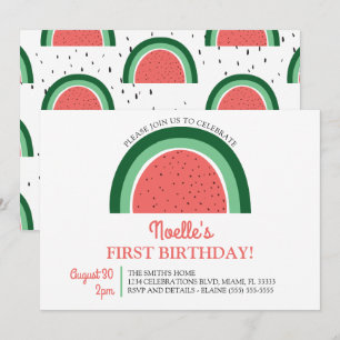 Boho Rainbow First Birthday, Watermelon Invitation