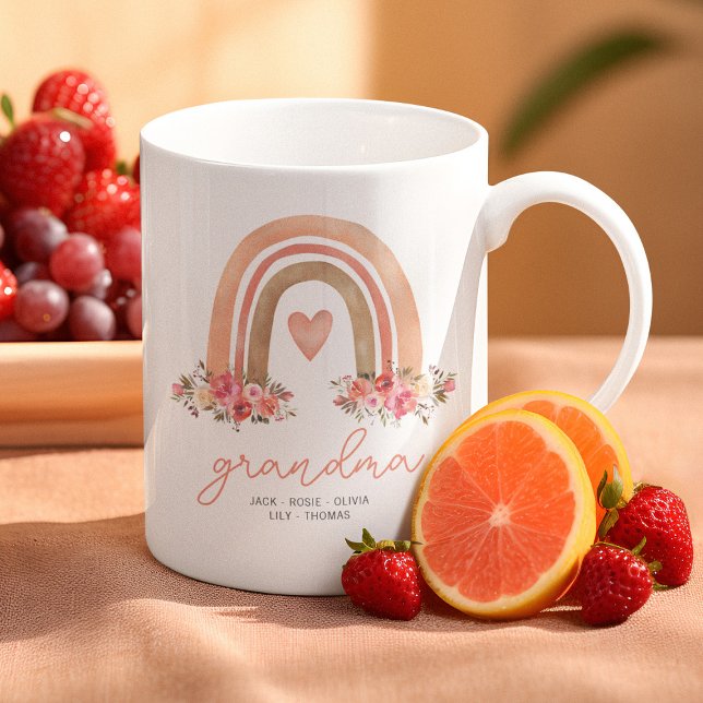 Boho Rainbow Floral Grandma Coffee Mug (Creator Uploaded)