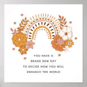 Boho Rainbow Floral Motivational Quote Poster