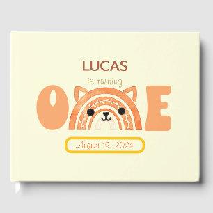 Boho Rainbow Fox First Birthday Guest Book