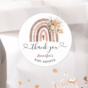 Boho Rainbow Gender Neutral Baby Shower Classic Classic Round Sticker