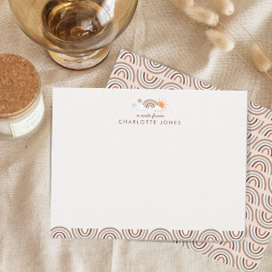 Boho Rainbow Geometric Pattern Kids Stationery Card