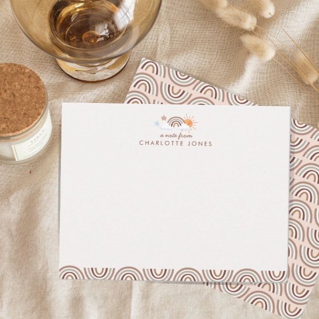 Boho Rainbow Geometric Pattern Kids Stationery Card (Creator Uploaded)