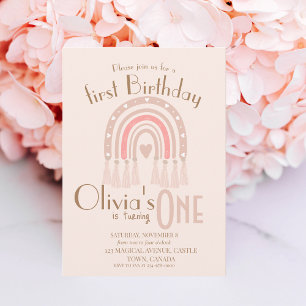Boho Rainbow Girl Birthday Party Invitation