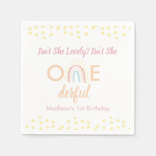 Boho Rainbow Girl Onederful Napkin