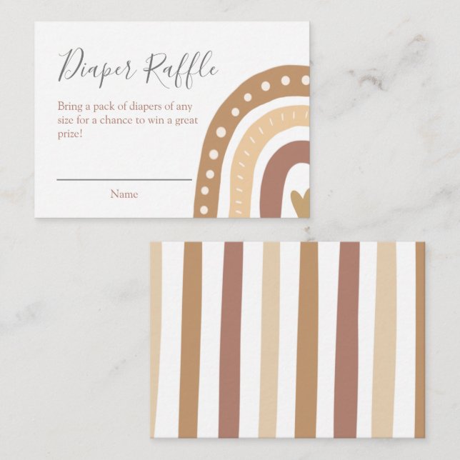 Boho Rainbow Girl or Boy Baby Shower Diaper Raffle Enclosure Card (Front/Back)