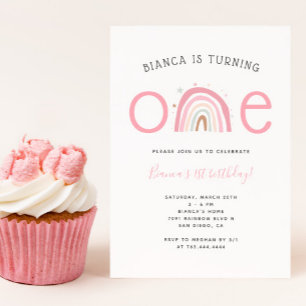 Boho Rainbow Girl's 1st Birthday Party Invitation