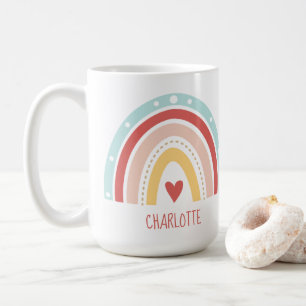 Boho Rainbow Girls Name Watercolor Cocoa Coffee Mug