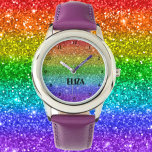 Boho Rainbow Glitter Cute Girls Pink Kids Watch<br><div class="desc">Cute rainbow glitter watch. Girly,  Perfect for kids. Personalise it with your child's name.</div>