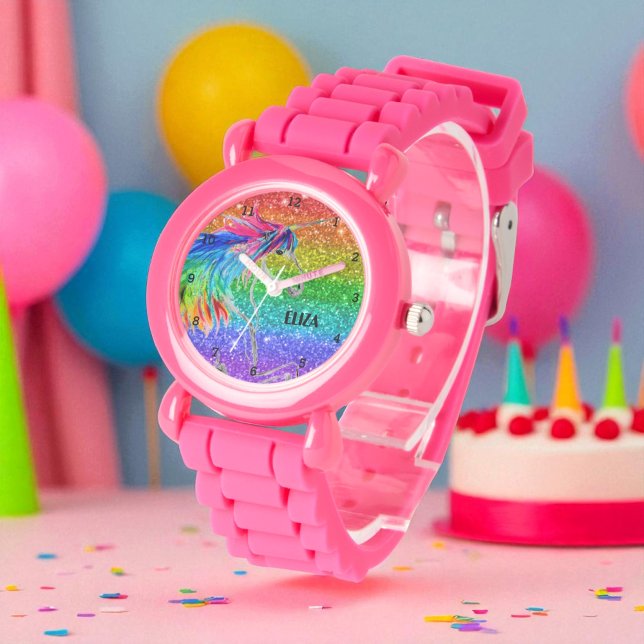 Boho Rainbow Glitter Cute Girls Unicorn Kids Watch (Creator Uploaded)