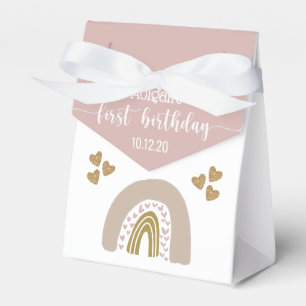 Boho Rainbow Glitter Heart First Birthday Favour B Box