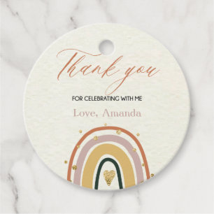 Boho Rainbow Gold Circle Thank You Tag
