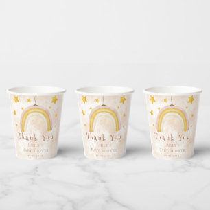 Boho Rainbow gold stars magic dust Baby Shower Paper Cups