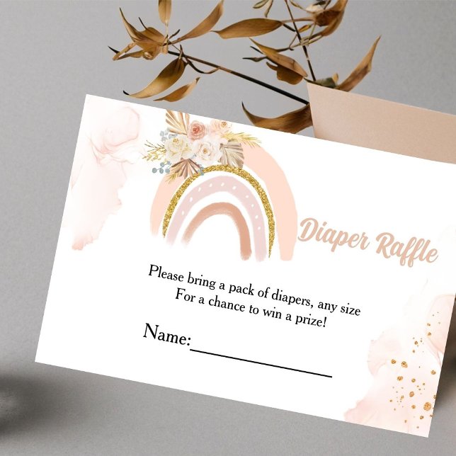 Boho Rainbow Grass baby shower diaper  request Enclosure Card (Creator Uploaded)