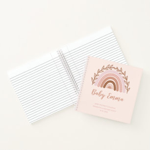Boho Rainbow Guest Book, Terracotta Dusty Pink Notebook