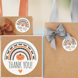 Boho Rainbow Halloween Baby Shower Thank You Classic Round Sticker
