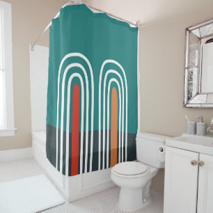 Boho rainbow hand drawn design shower curtain