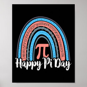 Boho Rainbow Happy Pi Day 3.14 Math Geek 3  Poster