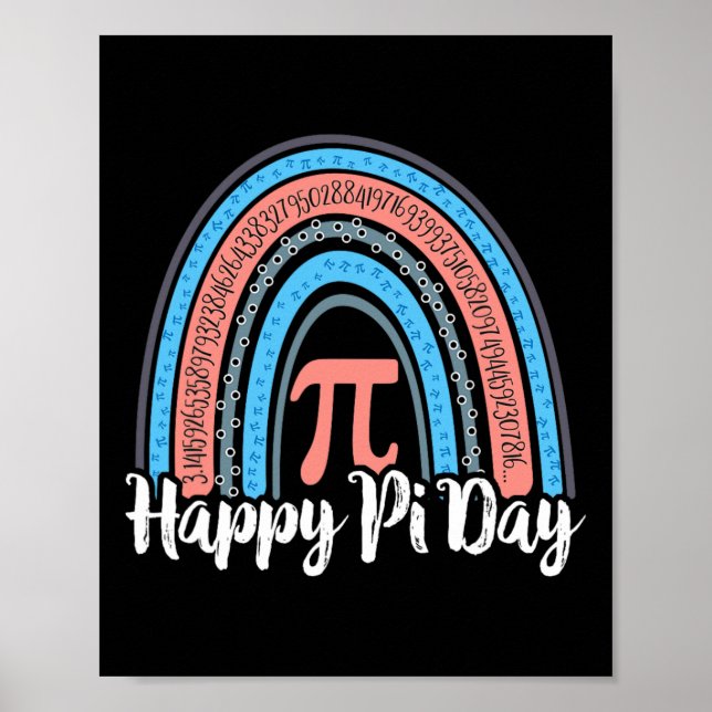 Boho Rainbow Happy Pi Day 3.14 Math Geek 3  Poster (Front)