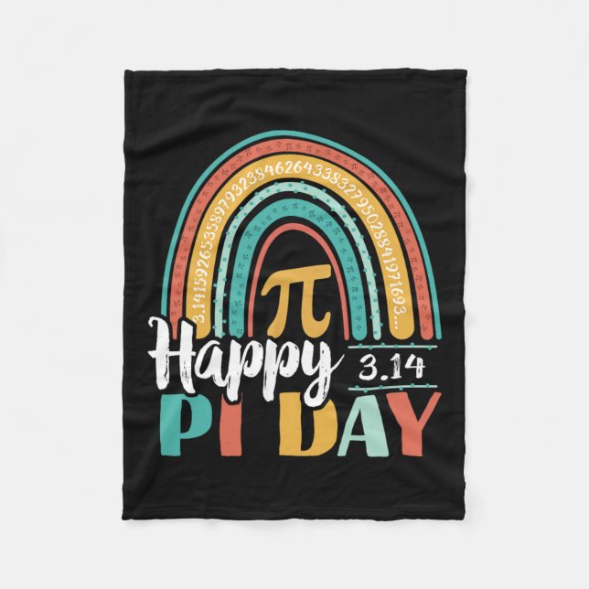 Boho Rainbow Happy Pi Day 3.14 Math Geek  Fleece Blanket (Front)