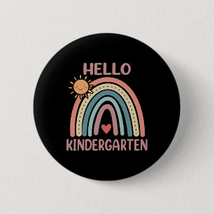Boho Rainbow Heart For Teachers Women Hello Kinder 6 Cm Round Badge